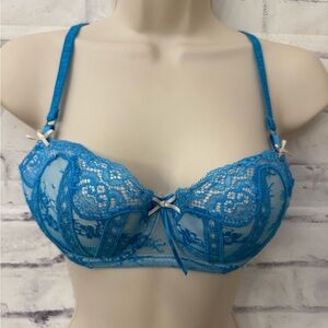 Elle Macpherson USA 34B Body French Flavor Balconette Bra‎ Underwire  Aqua Lace